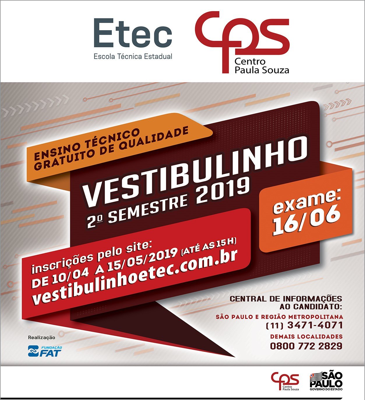 Vestibulinho da Etec - Inscrição foi prorrogada 